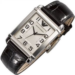 Emporio Armani Ar0487 Stainless steel White Dial leather Men’s Wrist watch